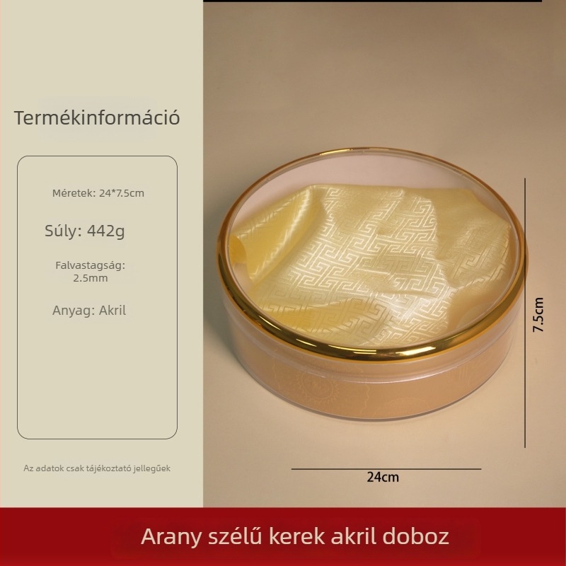 Átlátszó kerek ajándéktároló akril doboz belső arany szegéllyel, Bird's Nest, Cordyceps, American Ginseng, Sea Cucumber és Dendrobium készlethez