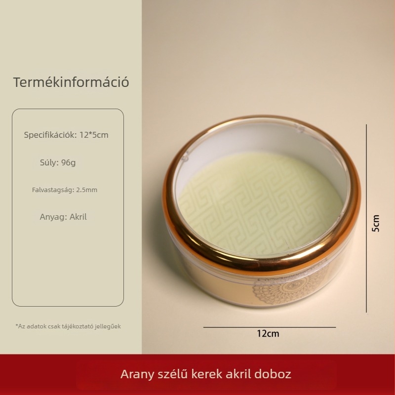 Átlátszó kerek ajándéktároló akril doboz belső arany szegéllyel, Bird's Nest, Cordyceps, American Ginseng, Sea Cucumber és Dendrobium készlethez