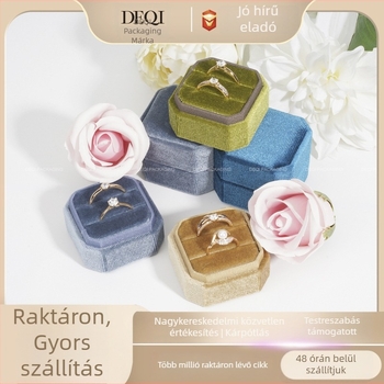 Velúr nyolcszögletű gyűrű- és ékszerdoboz
