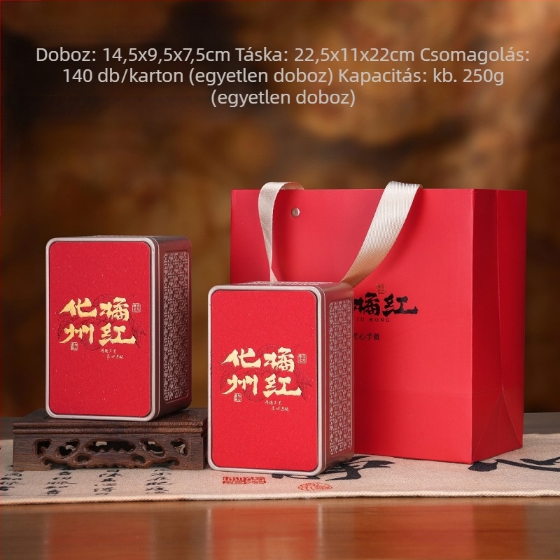 Huazhou narancs-vörös fém csomagoló doboz fogantyúval