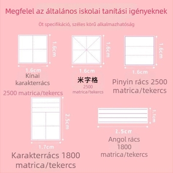 Általános iskolás diákok számára kijavító matricák, nyom nélküli korrekció, többfunkciós a kínai karakterrácsokhoz, pinyin és angol