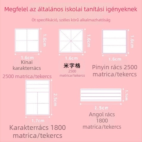 Általános iskolás diákok számára kijavító matricák, nyom nélküli korrekció, többfunkciós a kínai karakterrácsokhoz, pinyin és angol