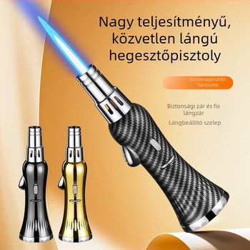 Hordozható, szélálló bután-lánggal működő gyújtó kültéri grillhez