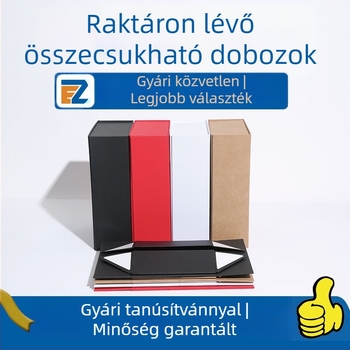 Egy darabos összecsukható ajándékdoboz kemény kartonból, nagy méret, helytakarékos, lehajtható fedél, testreszabható