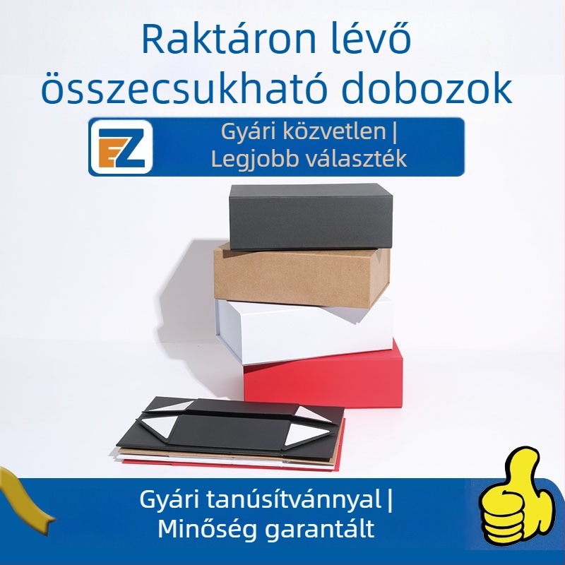 Egy darabos összecsukható ajándékdoboz kemény kartonból, nagy méret, helytakarékos, lehajtható fedél, testreszabható