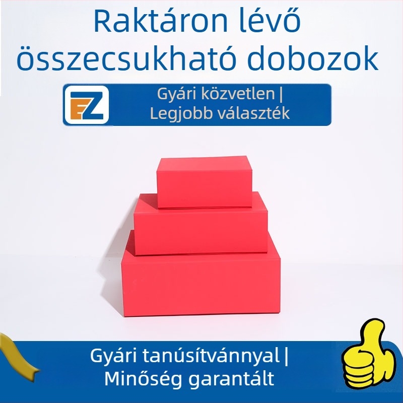 Egy darabos összecsukható ajándékdoboz kemény kartonból, nagy méret, helytakarékos, lehajtható fedél, testreszabható