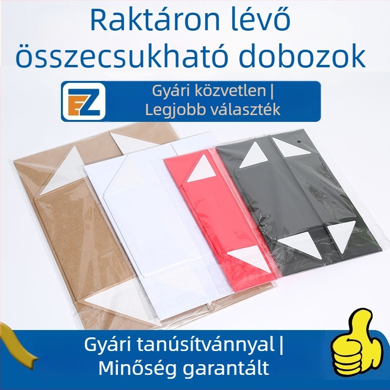 Egy darabos összecsukható ajándékdoboz kemény kartonból, nagy méret, helytakarékos, lehajtható fedél, testreszabható