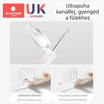 Baba fülkanál világító funkcióval, látható fülzsír eltávolító puha végű eszköz gyerekeknek
