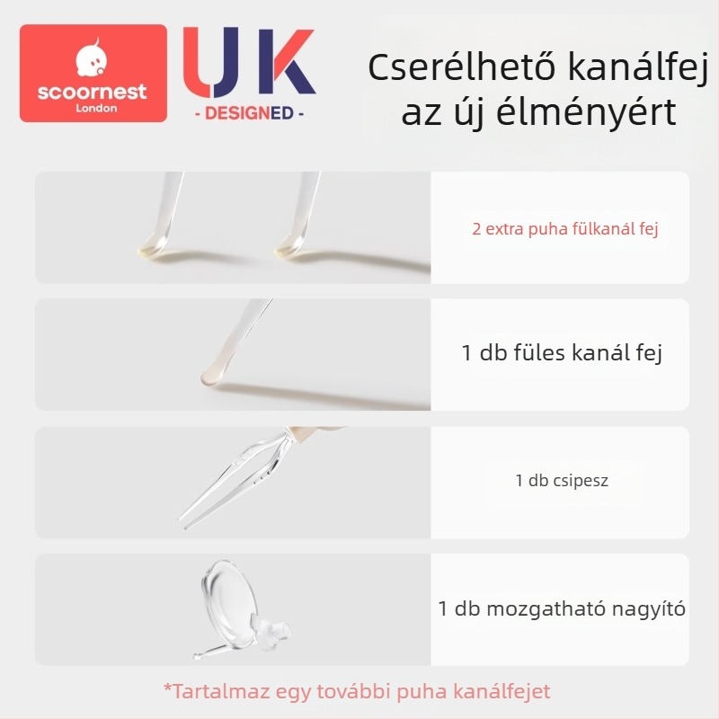 Baba fülkanál világító funkcióval, látható fülzsír eltávolító puha végű eszköz gyerekeknek