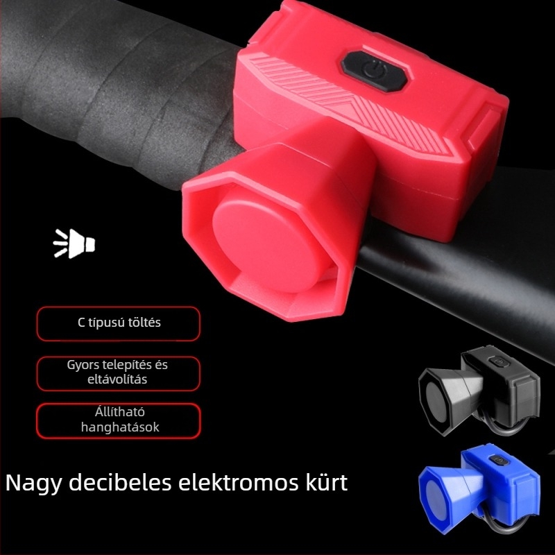 Type-C töltésű kerékpáros elektromos kürt, gyors szerelés, többhangú, állítható figyelmeztető csengő gyerekeknek