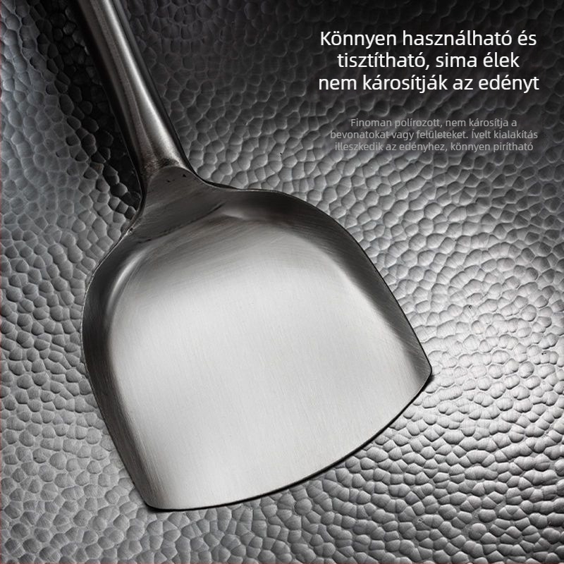 Fa nyelű rozsdamentes acélból készült masszív főző spatula készlet — spatula serpenyőhöz, lyukas leveskanál és szűrőkanál otthoni használatra