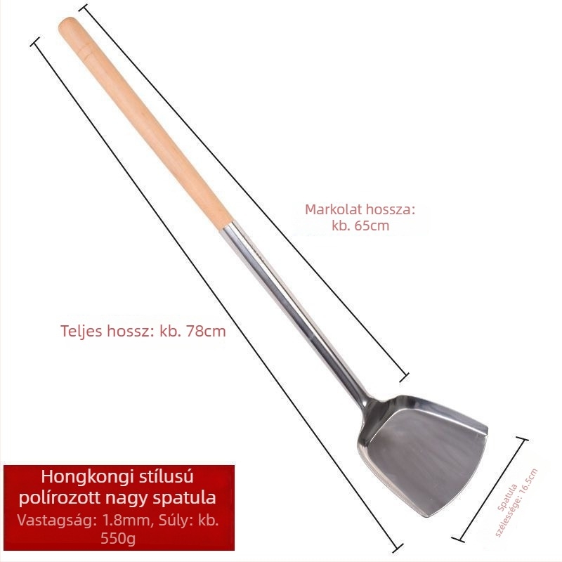Fa nyelű rozsdamentes acélból készült masszív főző spatula készlet — spatula serpenyőhöz, lyukas leveskanál és szűrőkanál otthoni használatra