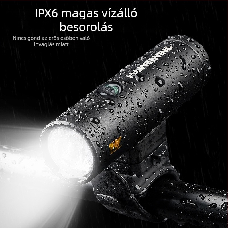 Haweiwind kerékpár első lámpa – alumíniumötvözet, nagy fényerejű, USB-töltés