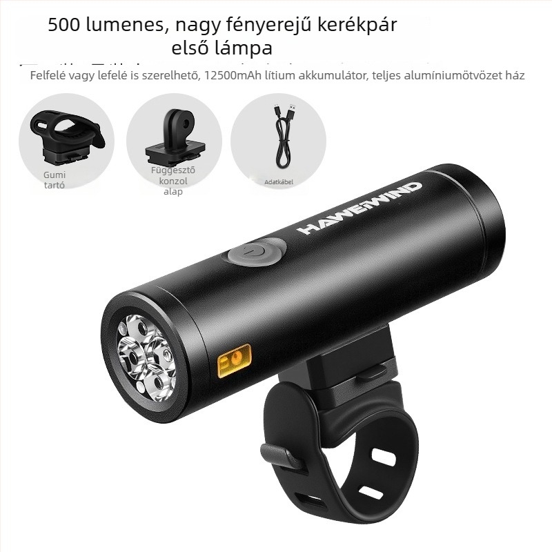 Haweiwind kerékpár első lámpa – alumíniumötvözet, nagy fényerejű, USB-töltés