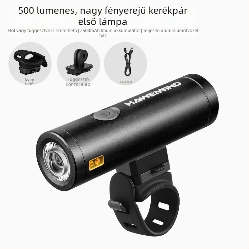Haweiwind kerékpár első lámpa – alumíniumötvözet, nagy fényerejű, USB-töltés