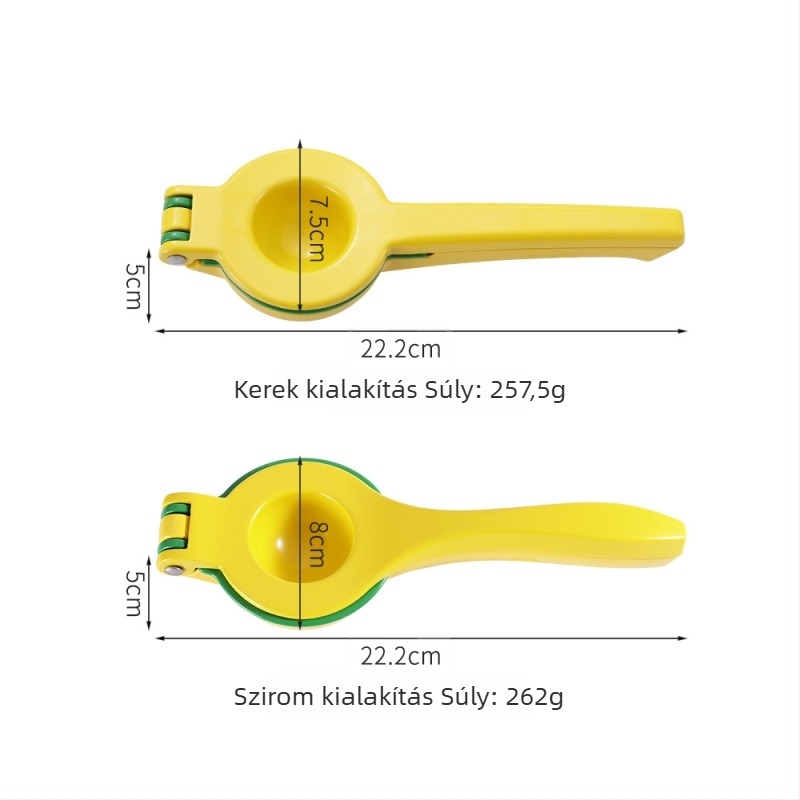 Kézi citromprés háromrétegű nyomóval, alumíniumötvözet, méretek 22,5 × 7,5 cm