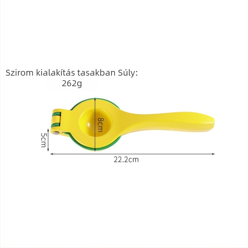 Kézi citromprés háromrétegű nyomóval, alumíniumötvözet, méretek 22,5 × 7,5 cm