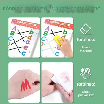 Tollkontroll edzés másolókönyv óvodásoknak: piros vonalas másolás, írásgyakorlat, 2–3 éveseknek, rajz és színezés kezdőknek