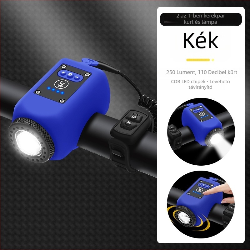 USB‑töltésű kerékpár első lámpa, kürt, gyerekcsengő, zseblámpa, vízálló, terepkerékpározáshoz éjszakára