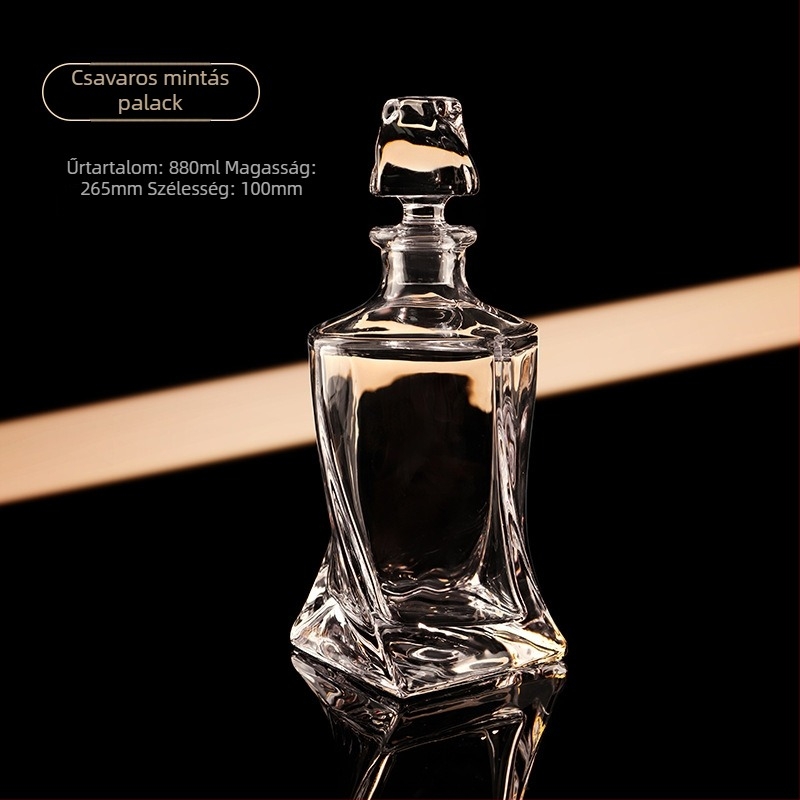 Európai stílusú kristály whiskyüveg dekanterrel és tárolóval