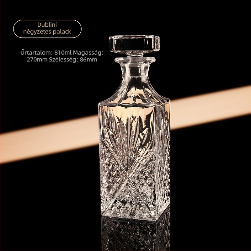 Európai stílusú kristály whiskyüveg dekanterrel és tárolóval