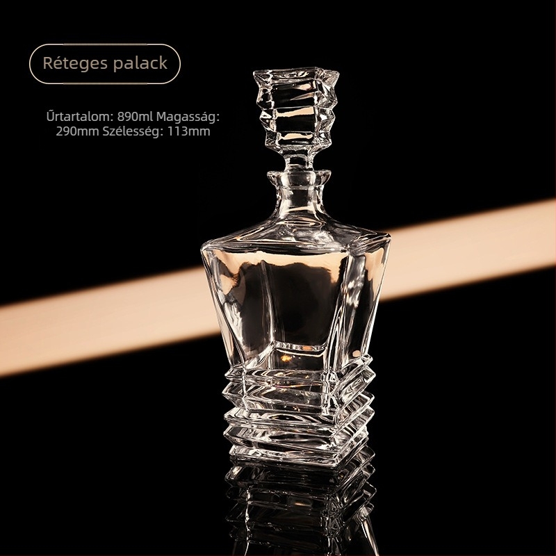 Európai stílusú kristály whiskyüveg dekanterrel és tárolóval