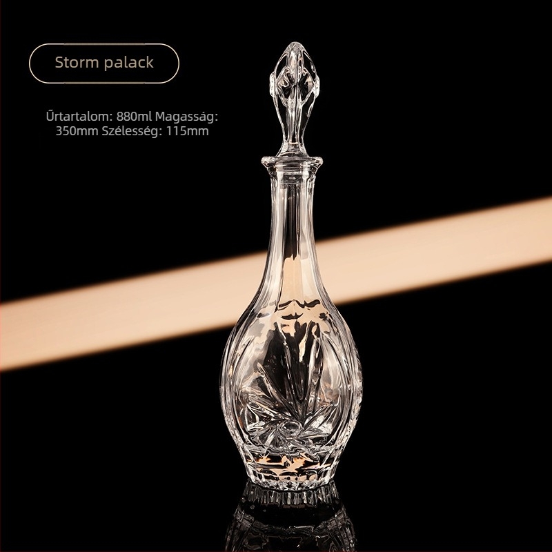 Európai stílusú kristály whiskyüveg dekanterrel és tárolóval