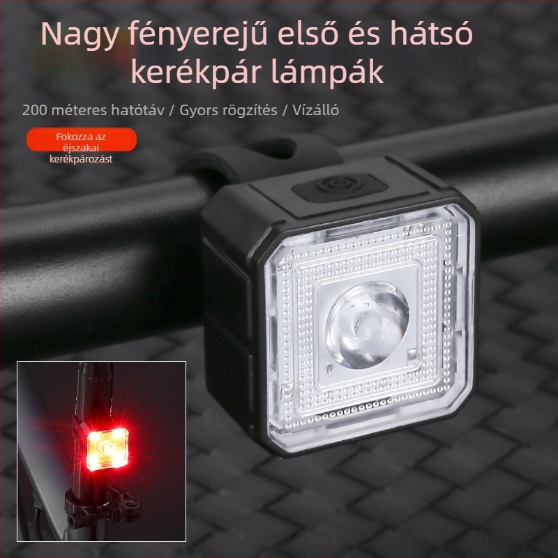 Új kerékpár világításkészlet, nagy fényerejű, vízálló első és hátsó lámpa, Type-C töltés