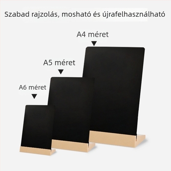 Asztali függőleges kis tábla kézzel írt menük és árak számára — kis fekete tábla éttermeknek, bároknak és éjszakai piacoknak