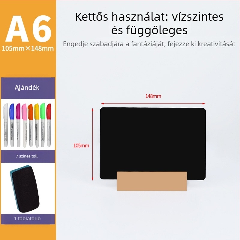 Asztali függőleges kis tábla kézzel írt menük és árak számára — kis fekete tábla éttermeknek, bároknak és éjszakai piacoknak
