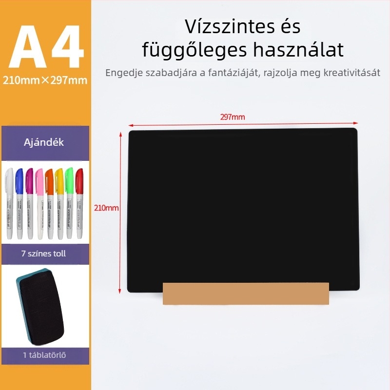 Asztali függőleges kis tábla kézzel írt menük és árak számára — kis fekete tábla éttermeknek, bároknak és éjszakai piacoknak