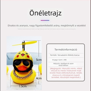 Sárga kacsa sisak formájú dísz kerékpárra és autóra