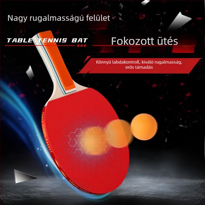Két darab professzionális asztaliteniszütő készlet, horizontális fogással, magas rugalmassággal, ragasztómentes gumi