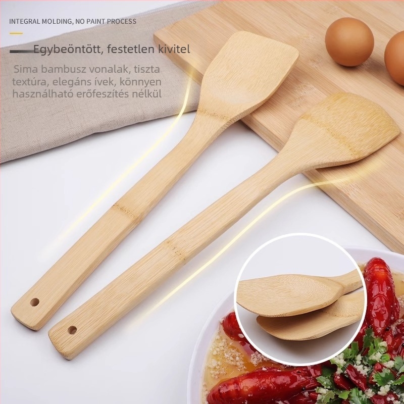 Bambusz konyhai eszközök készlet: tapadásmentes spatula, hőálló spatula, rizsskanál és sütő spatula