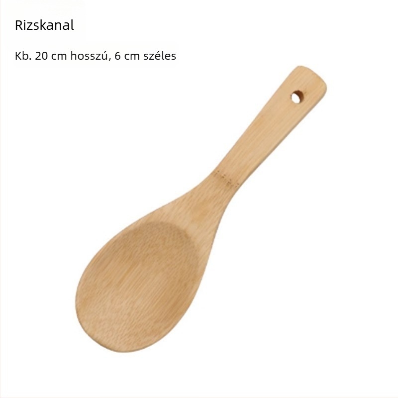 Bambusz konyhai eszközök készlet: tapadásmentes spatula, hőálló spatula, rizsskanál és sütő spatula