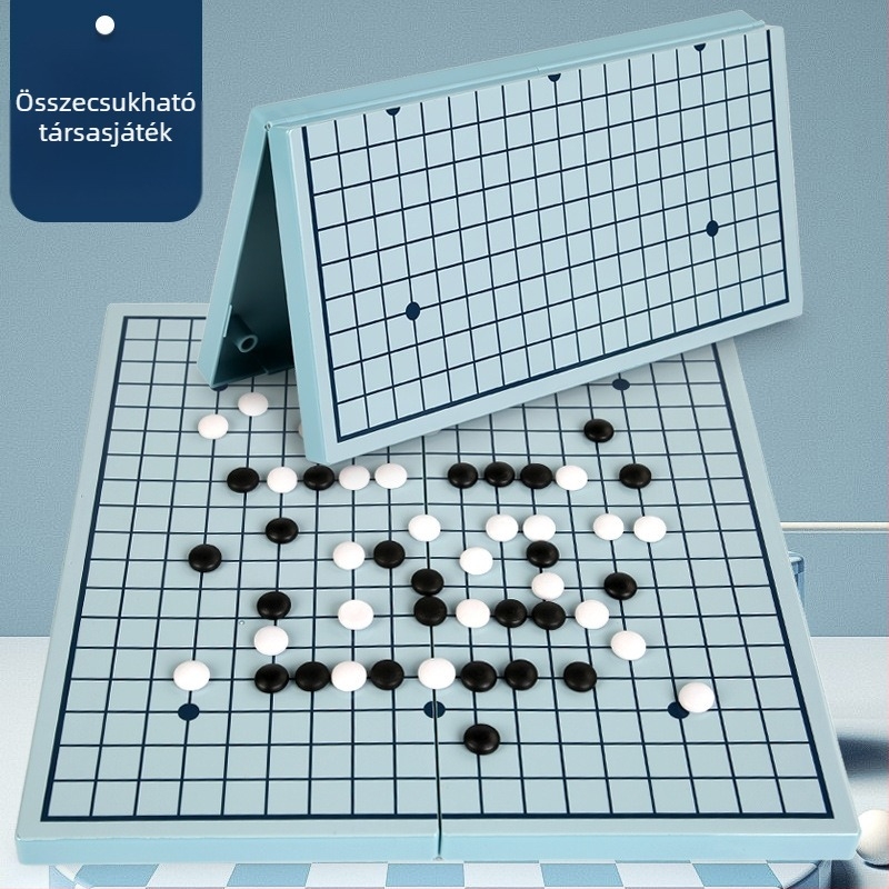 Gyerekeknek készült összecsukható fa társasjáték készlet: Gomoku, Go, repülő sakk, kínai sakk és további játékok