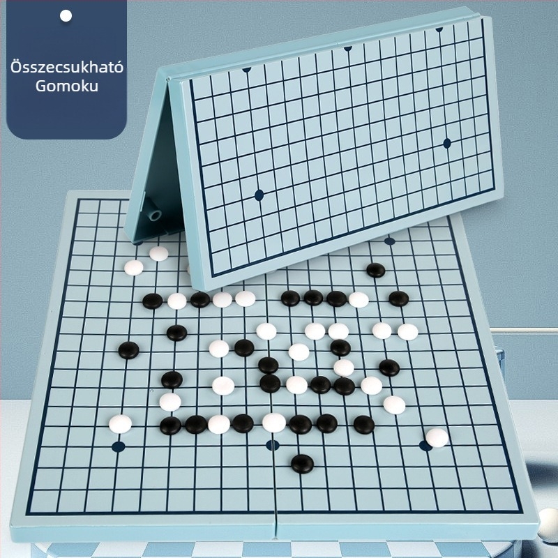 Gyerekeknek készült összecsukható fa társasjáték készlet: Gomoku, Go, repülő sakk, kínai sakk és további játékok