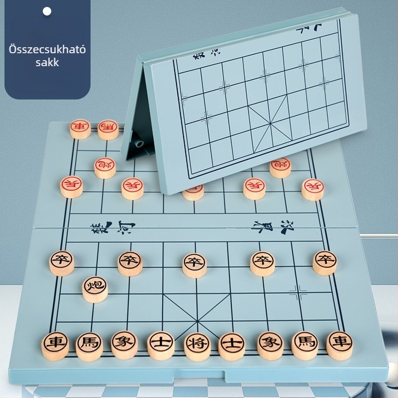Gyerekeknek készült összecsukható fa társasjáték készlet: Gomoku, Go, repülő sakk, kínai sakk és további játékok