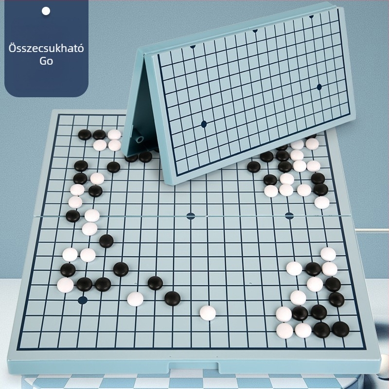 Gyerekeknek készült összecsukható fa társasjáték készlet: Gomoku, Go, repülő sakk, kínai sakk és további játékok