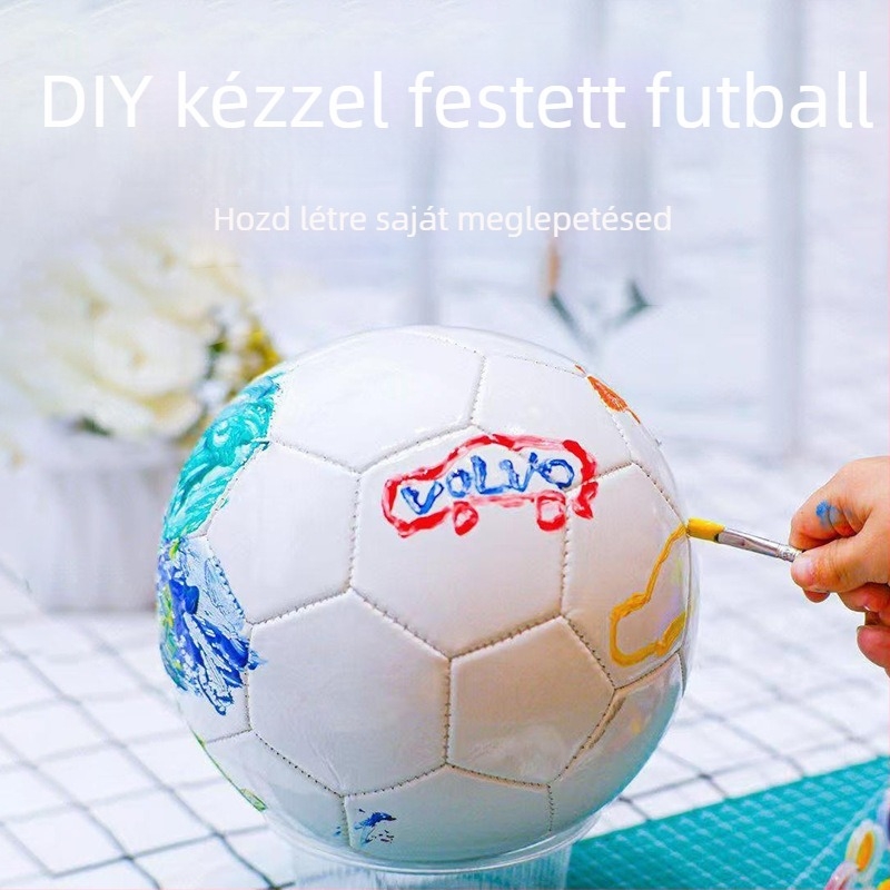 Tiszta fehér futball-labda, testreszabható graffiti DIY dizájnnal, méretek 3/4/5, gyerekeknek és felnőtteknek