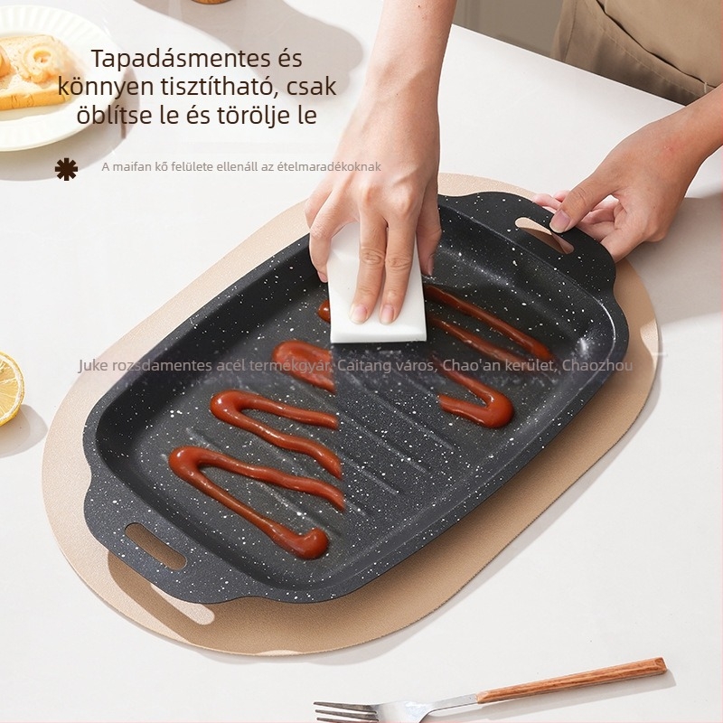 Maifan kő grilllemez, koreai stílusú teppanyaki grillsütő, hordozható vas grilllemez kültéri használatra