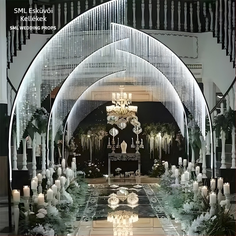 Francia-stílusú, európai ív világítás esküvők és fesztiválok számára, vintage luxus hotellobby arch világítás