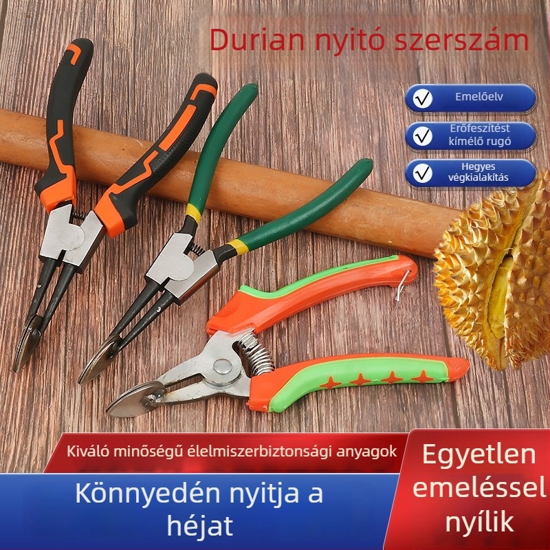 Durian fogó és nyitó készlet, hámozó eszközzel és kesztyűvel