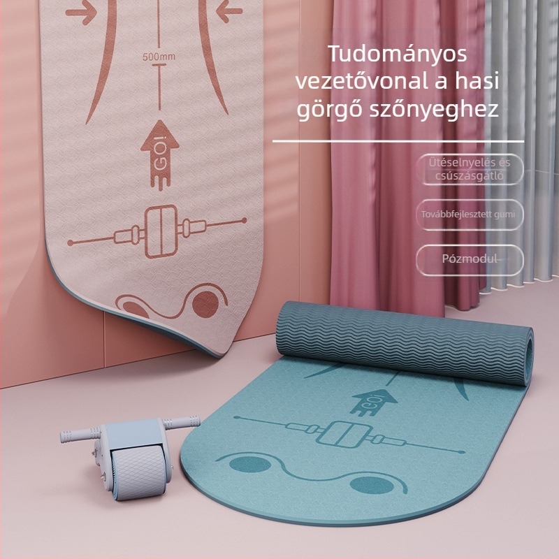 Hasizom görgőhöz tervezett jóga matrac – csúszásmentes, ütéscsillapító, TPE anyagból, 183×61 cm, 8 mm vastagság, 800 g, geometriai mintázat