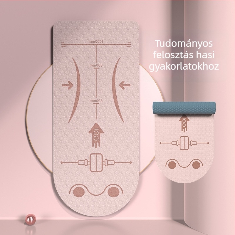 Hasizom görgőhöz tervezett jóga matrac – csúszásmentes, ütéscsillapító, TPE anyagból, 183×61 cm, 8 mm vastagság, 800 g, geometriai mintázat