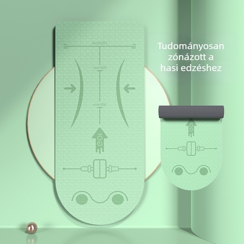 Hasizom görgőhöz tervezett jóga matrac – csúszásmentes, ütéscsillapító, TPE anyagból, 183×61 cm, 8 mm vastagság, 800 g, geometriai mintázat