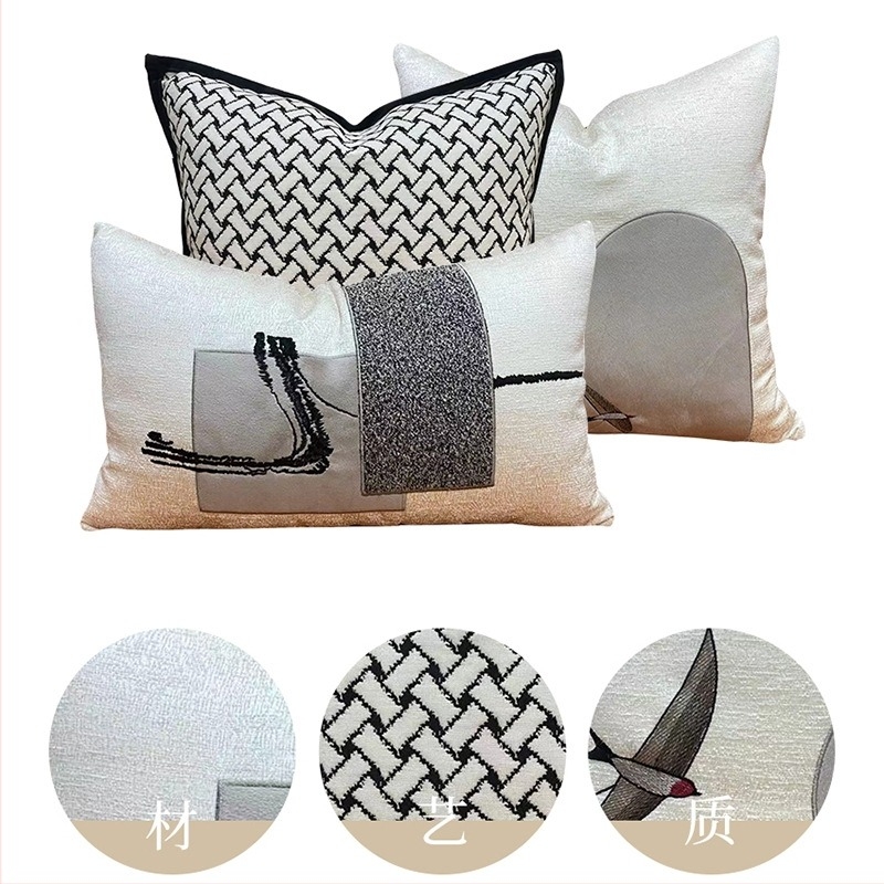 Új kínai stílusú textil kanapé párnahuzat hímzéssel, modern nappali dekor