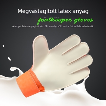 Gradiens színű kapus kesztyű ujjak védelmével, vastag latex, kopásálló futball-edzés kesztyű PU bőrrel