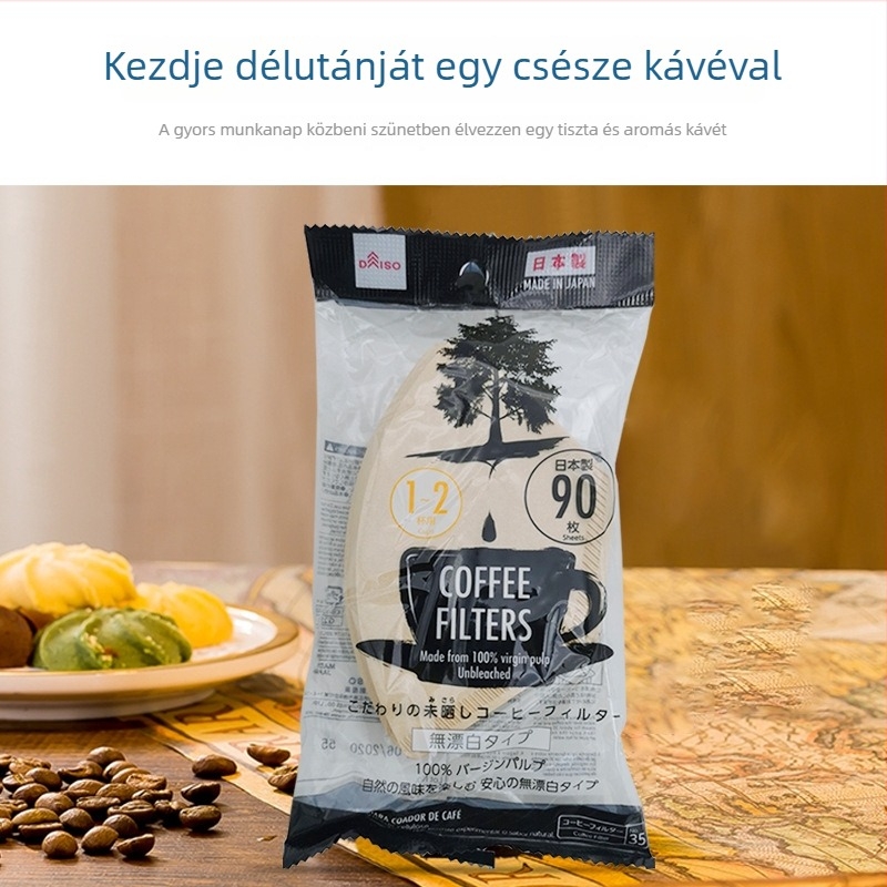 Daiso kávéfilterpapír fehérítés nélkül, 90 db, természetes fa színű