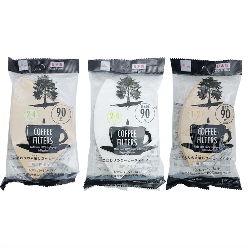Daiso kávéfilterpapír fehérítés nélkül, 90 db, természetes fa színű
